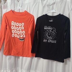 Set of Orange and Black Kids Halloween Shirts